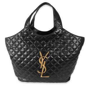 Saint Laurent Black Quilted Lambskin ICare Maxi Shopping Bag
